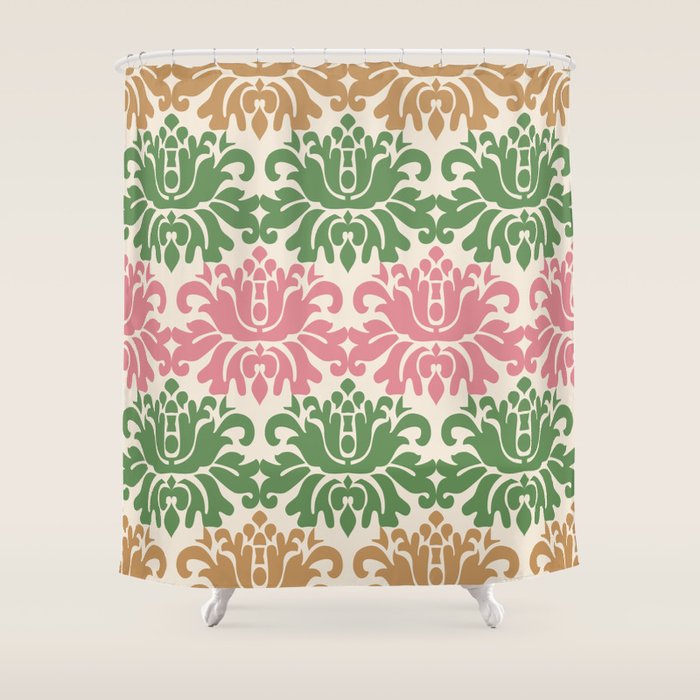 Vintage Damask Floral Pattern Shower Curtain Gallery Image 1