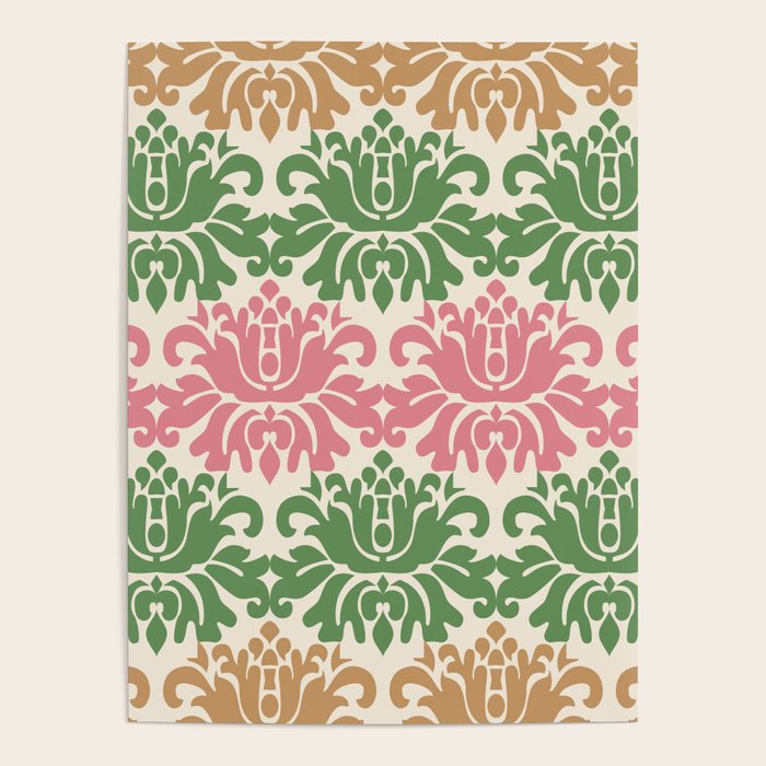 Vintage Damask Floral Pattern Poster Gallery Image 4