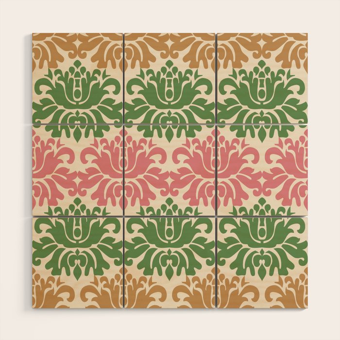 Vintage Damask Floral Pattern Wood Wall Art Gallery Image 1