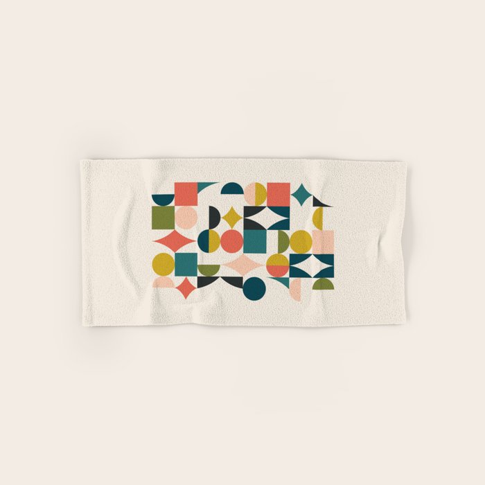 Mid Century Modern Abstract Colorful Shapes Funky Cool Minimalist Pattern Towels Gallery Image 1
