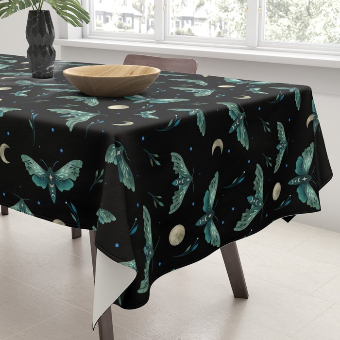 Lime Hawk Moths Night Tablecloth Gallery Image 3