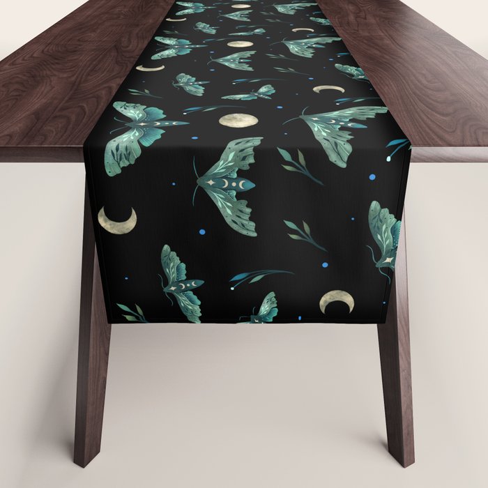 Lime Hawk Moths Night Table Runner Gallery Image 1