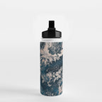 Rustic modern navy blue white gradient floral Water Bottle Gallery Image 2