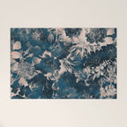 Rustic modern navy blue white gradient floral Welcome Mat Gallery Image 1