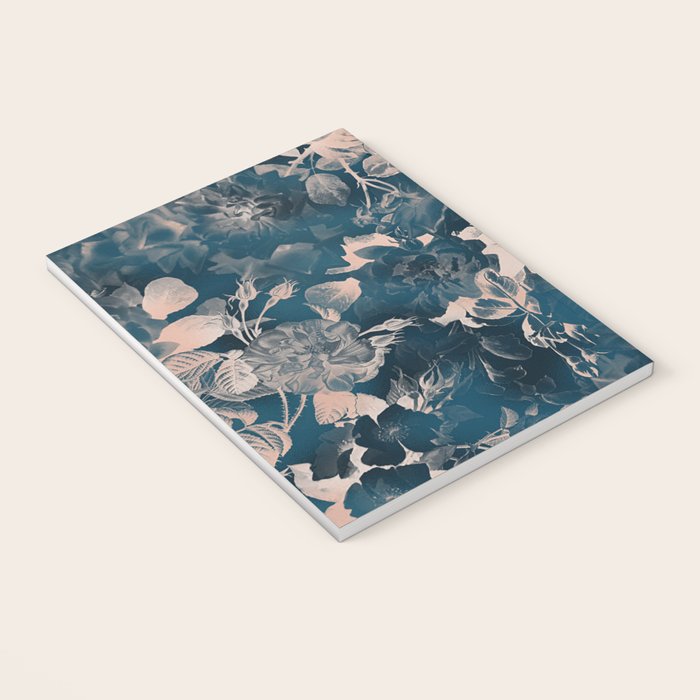 Rustic modern navy blue white gradient floral Notebook Gallery Image 3