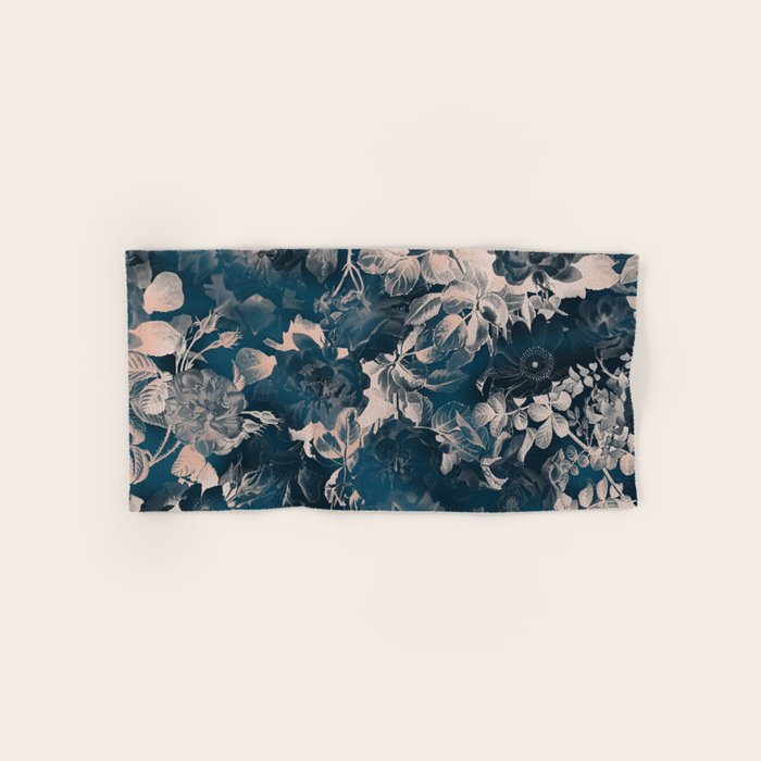 Rustic modern navy blue white gradient floral Towels Gallery Image 1
