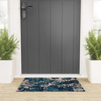 Rustic modern navy blue white gradient floral Welcome Mat Gallery Image 3