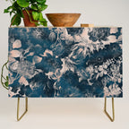 Rustic modern navy blue white gradient floral Credenza Gallery Image 1