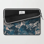 Rustic modern navy blue white gradient floral Laptop Sleeve Gallery Image 2
