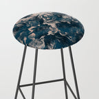 Rustic modern navy blue white gradient floral Stool Gallery Image 2