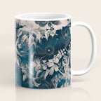 Rustic modern navy blue white gradient floral Coffee Mug Gallery Image 1