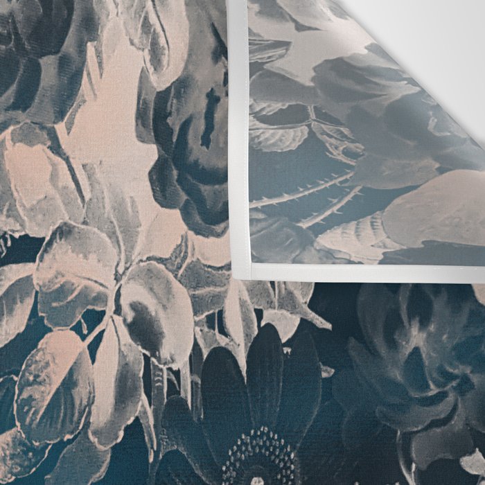 Rustic modern navy blue white gradient floral Wall Tapestry Gallery Image 3