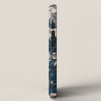 Rustic modern navy blue white gradient floral iPhone Case Gallery Image 2