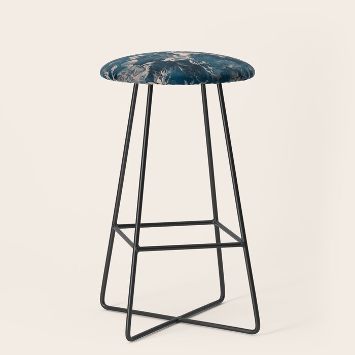 Rustic modern navy blue white gradient floral Stool Gallery Image 1