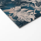 Rustic modern navy blue white gradient floral Welcome Mat Gallery Image 2