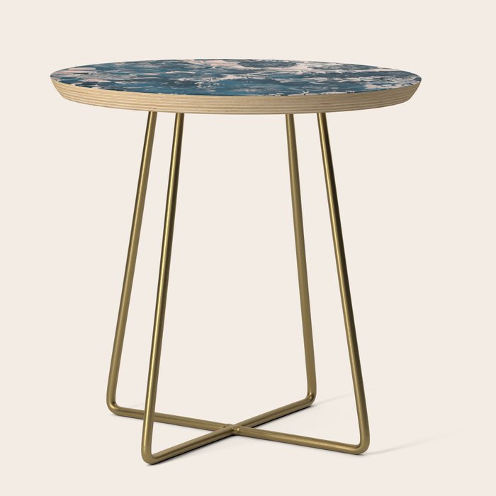 Rustic modern navy blue white gradient floral Side Table Gallery Image 1