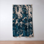 Rustic modern navy blue white gradient floral Window Curtain Gallery Image 3
