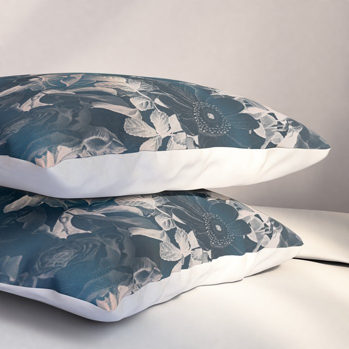 Rustic modern navy blue white gradient floral Pillow Sham Gallery Image 3