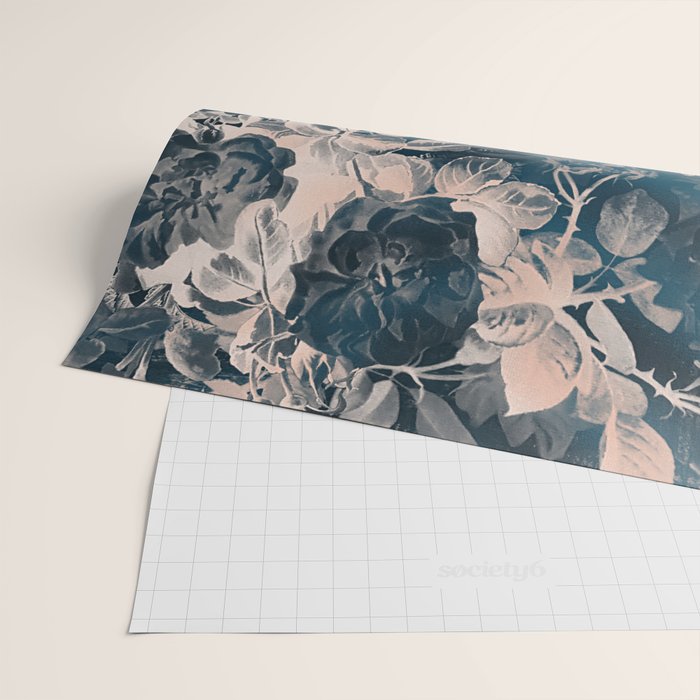 Rustic modern navy blue white gradient floral Wrapping Paper Gallery Image 2