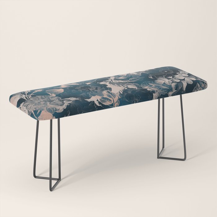 Rustic modern navy blue white gradient floral Bench Gallery Image 1