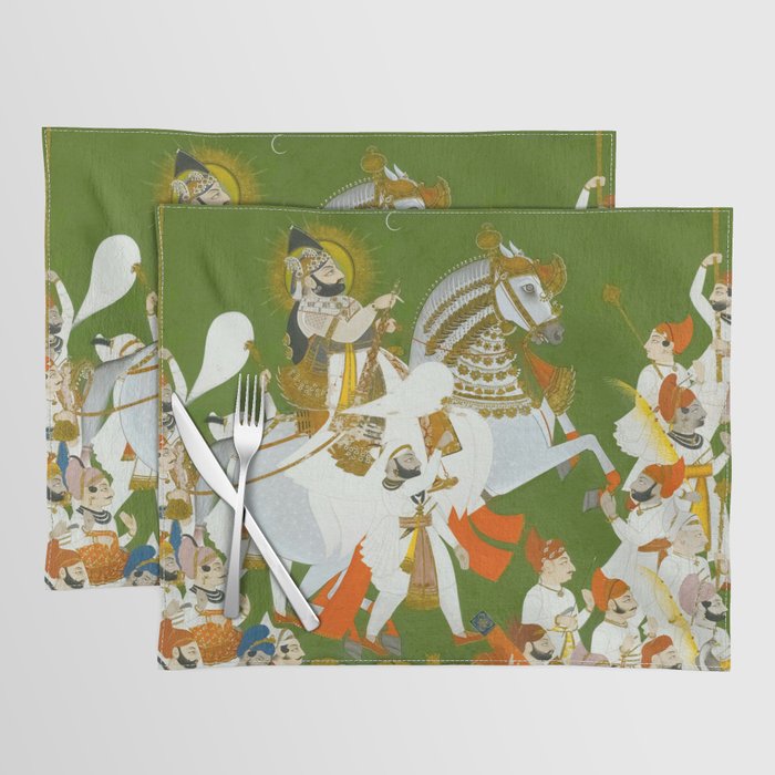 Maharana Bhim Singh in Procession Indian Miniature Painting  Placemat Gallery Image 1