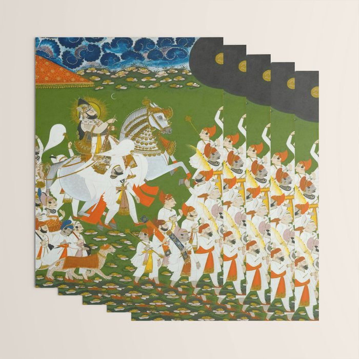 Maharana Bhim Singh in Procession Indian Miniature Painting  Wrapping Paper Gallery Image 3