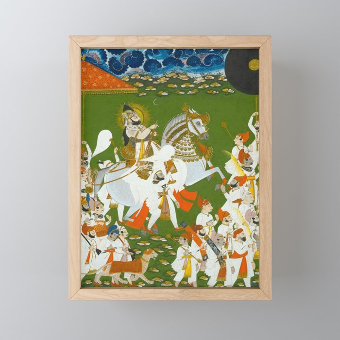 Maharana Bhim Singh in Procession Indian Miniature Painting  Mini Art Print Gallery Image 1
