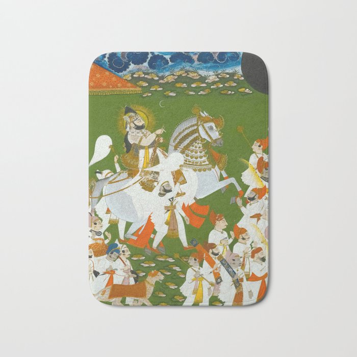 Maharana Bhim Singh in Procession Indian Miniature Painting  Bath Mat Gallery Image 1