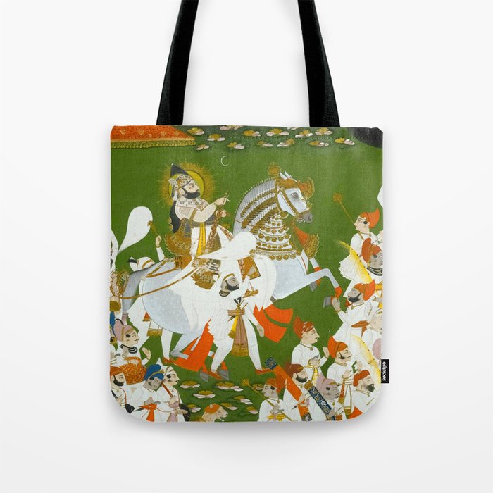 Maharana Bhim Singh in Procession Indian Miniature Painting  Tote Bag Gallery Image 1