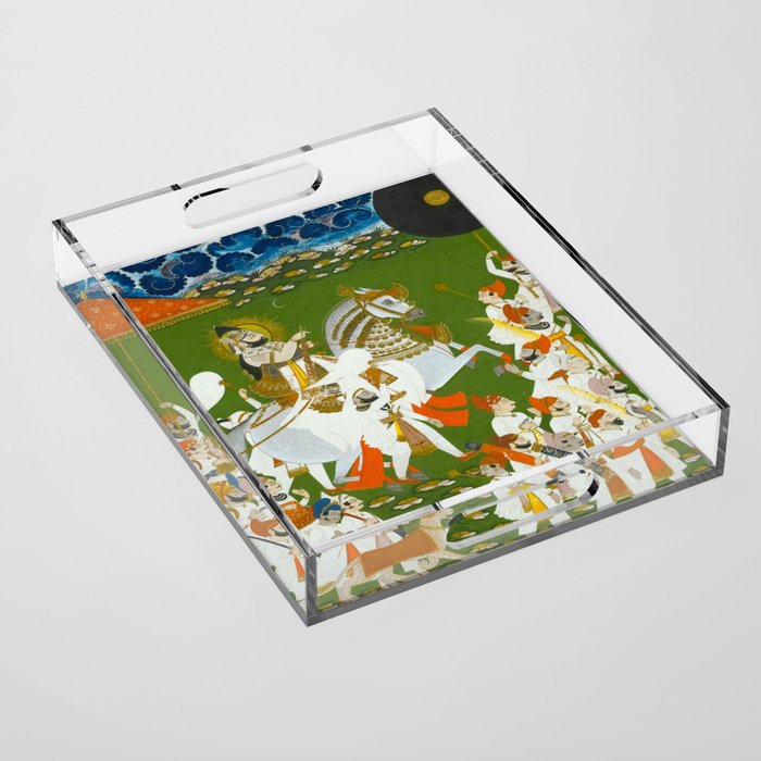 Maharana Bhim Singh in Procession Indian Miniature Painting  Acrylic Tray Gallery Image 1