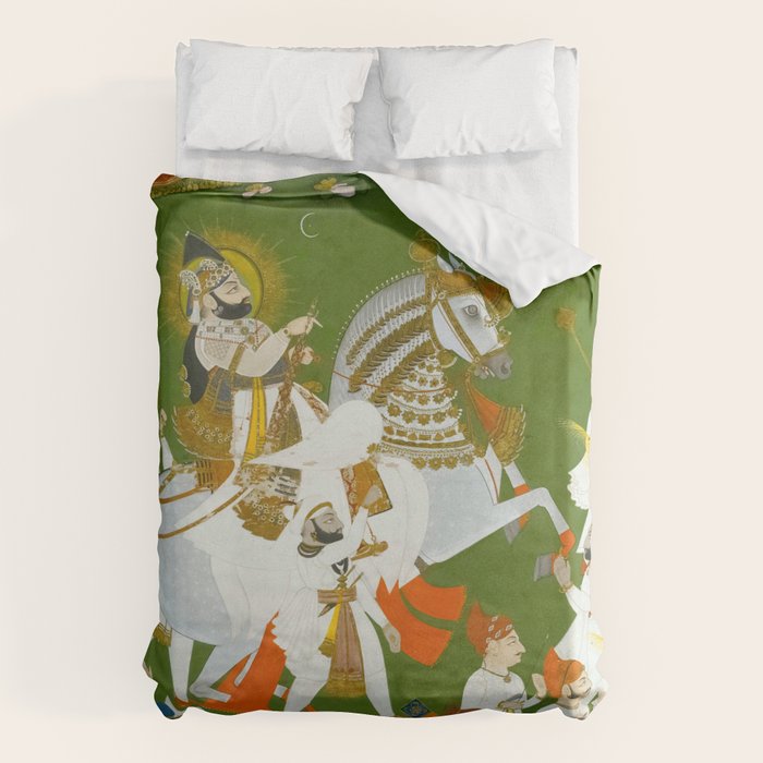 Maharana Bhim Singh in Procession Indian Miniature Painting  Duvet Cover Gallery Image 6