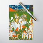 Maharana Bhim Singh in Procession Indian Miniature Painting  Wrapping Paper Gallery Image 1