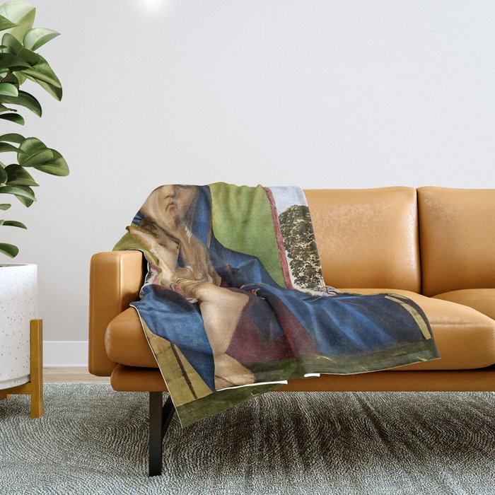 Giovanni Bellini "Madonna of the Small Trees (Madonna degli Alberetti)" Throw Blanket Gallery Image 1