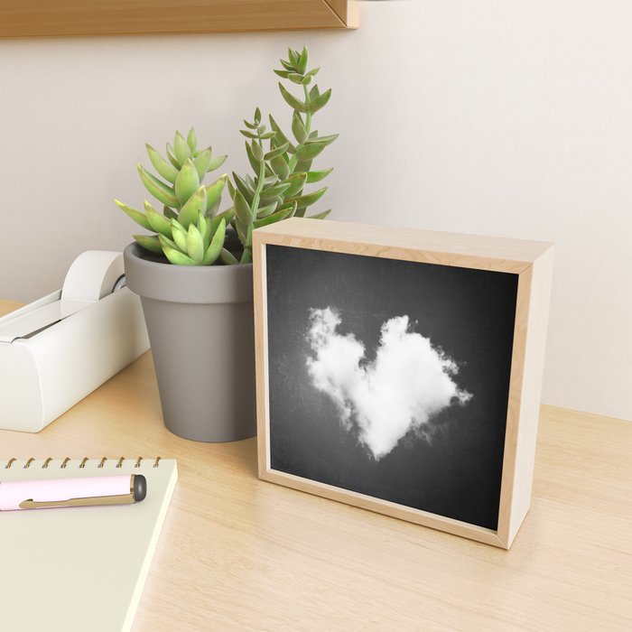 Black and White Heart Photography, Love Cloud in Sky, Dark Hearts Mini Art Print Gallery Image 2