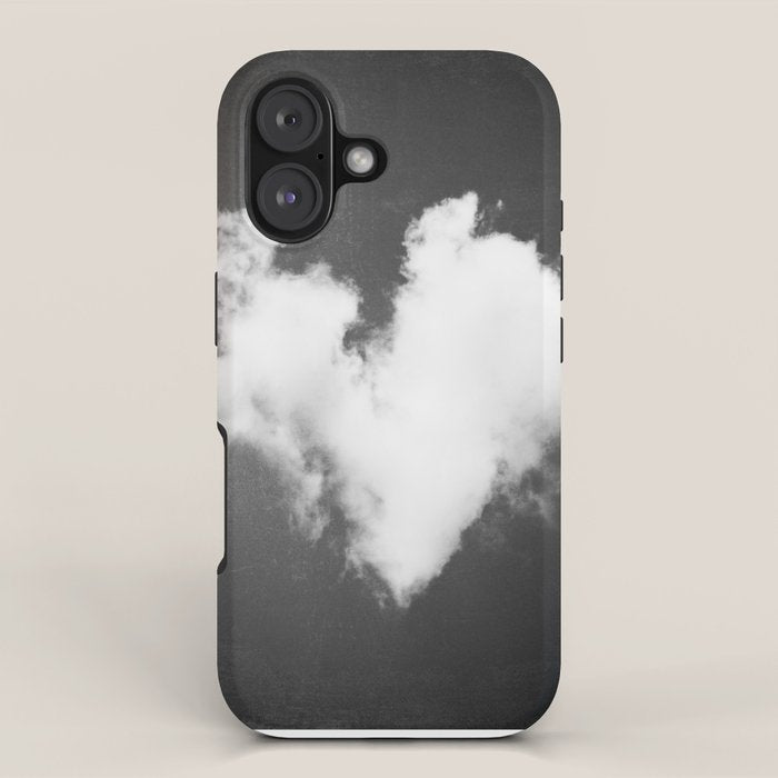Black and White Heart Photography, Love Cloud in Sky, Dark Hearts iPhone Case Gallery Image 1