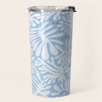 Matisse leaves pattern modern minimalistic light sky blue Travel Mug Gallery Image 2