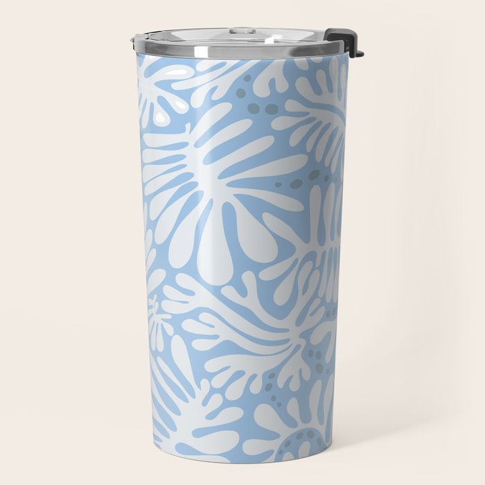 Matisse leaves pattern modern minimalistic light sky blue Travel Mug Gallery Image 2