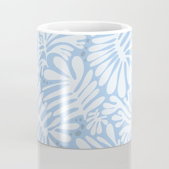 Matisse leaves pattern modern minimalistic light sky blue Coffee Mug Gallery Image 4