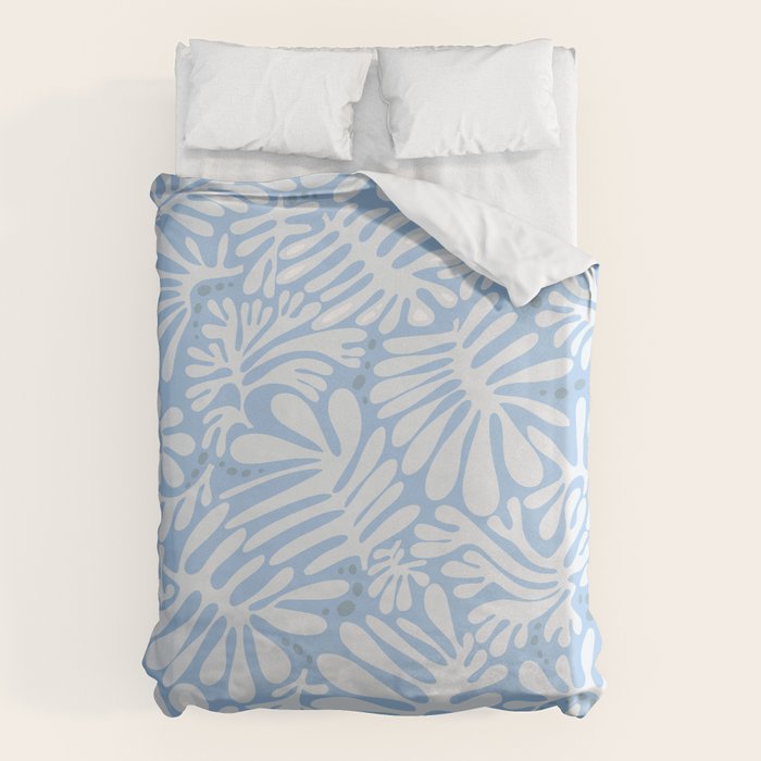Matisse leaves pattern modern minimalistic light sky blue Duvet Cover Gallery Image 6