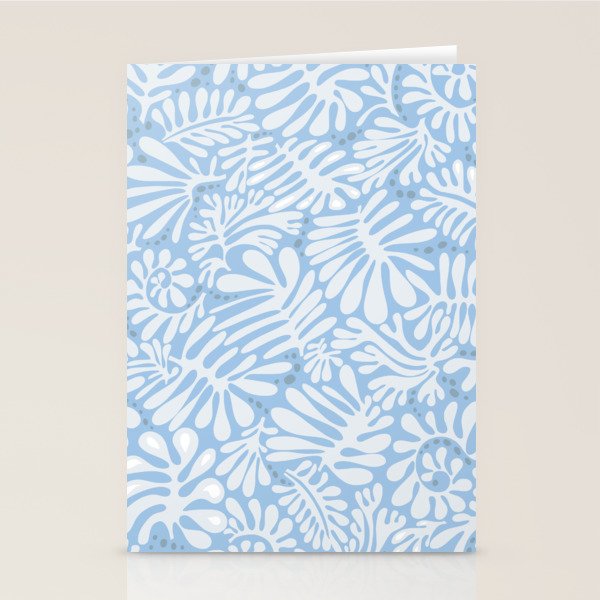 Matisse leaves pattern modern minimalistic light sky blue Stationery Card Gallery Image 2