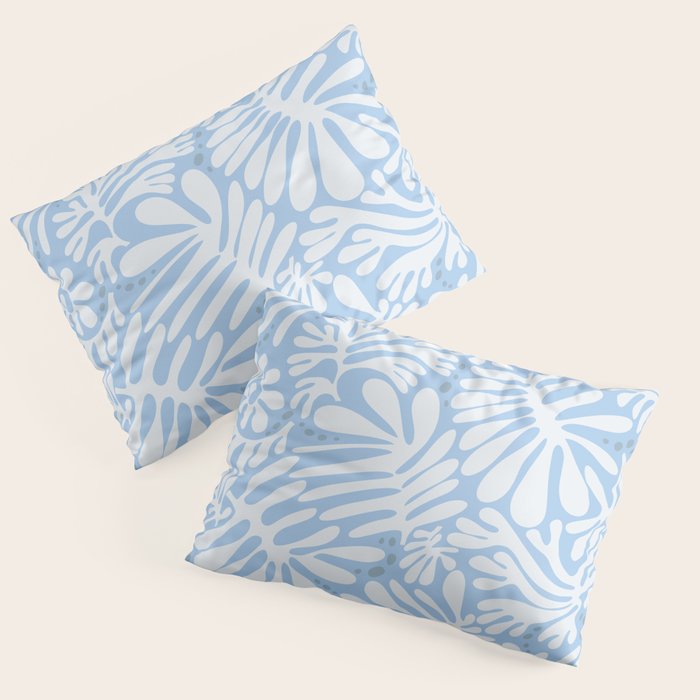 Matisse leaves pattern modern minimalistic light sky blue Pillow Sham Gallery Image 1