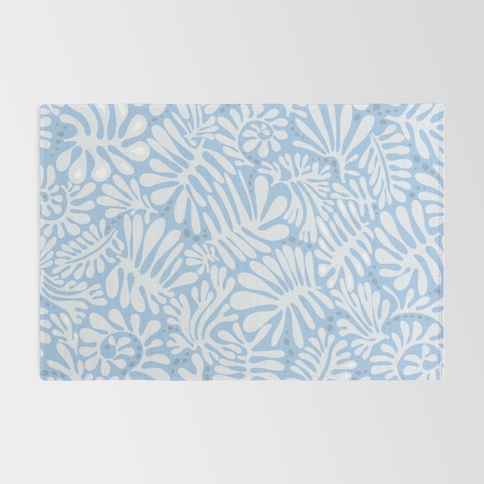 Matisse leaves pattern modern minimalistic light sky blue Rug Gallery Image 2