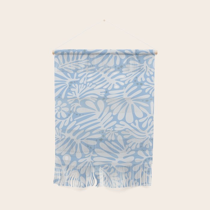 Matisse leaves pattern modern minimalistic light sky blue Wall Hanging Gallery Image 1
