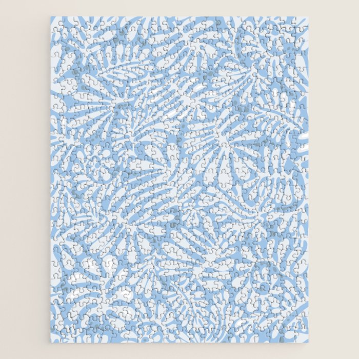 Matisse leaves pattern modern minimalistic light sky blue Jigsaw Puzzle Gallery Image 1