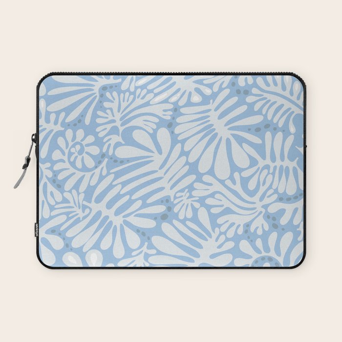 Matisse leaves pattern modern minimalistic light sky blue Laptop Sleeve Gallery Image 1