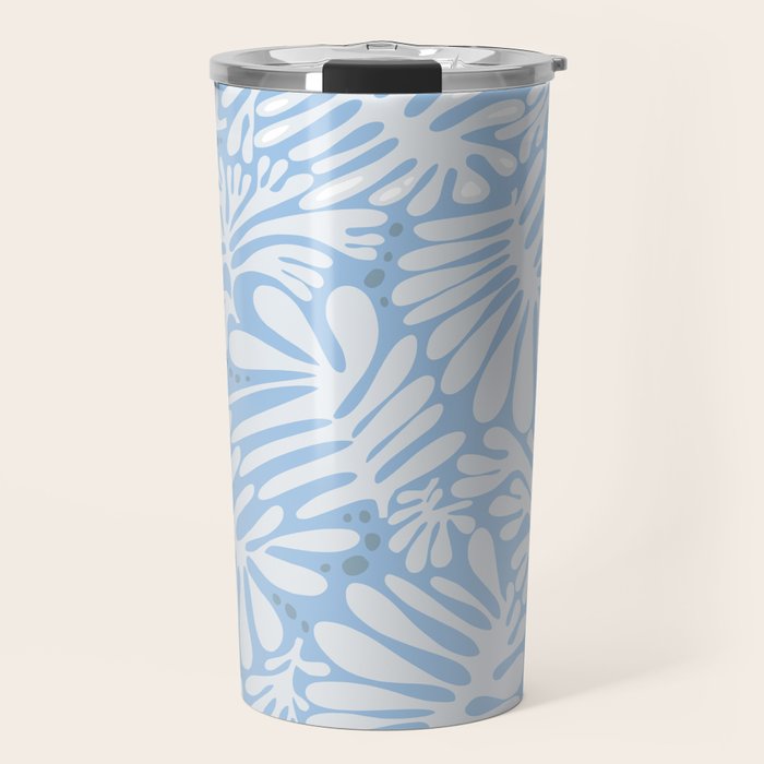 Matisse leaves pattern modern minimalistic light sky blue Travel Mug Gallery Image 1