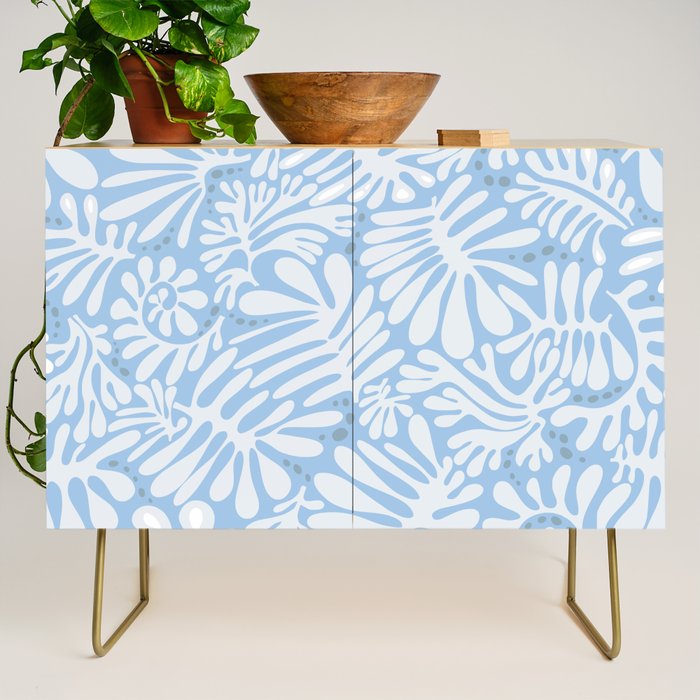 Matisse leaves pattern modern minimalistic light sky blue Credenza Gallery Image 1