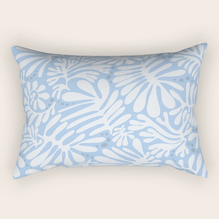 Matisse leaves pattern modern minimalistic light sky blue Rectangular Pillow Gallery Image 2