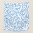 Matisse leaves pattern modern minimalistic light sky blue Wall Tapestry Gallery Image 4