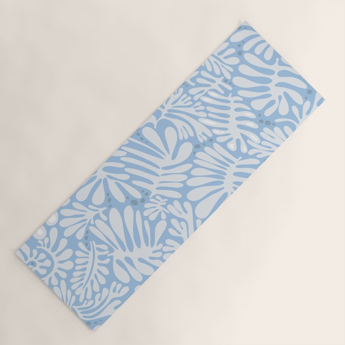 Matisse leaves pattern modern minimalistic light sky blue Yoga Mat Gallery Image 1